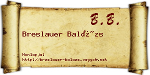 Breslauer Balázs névjegykártya